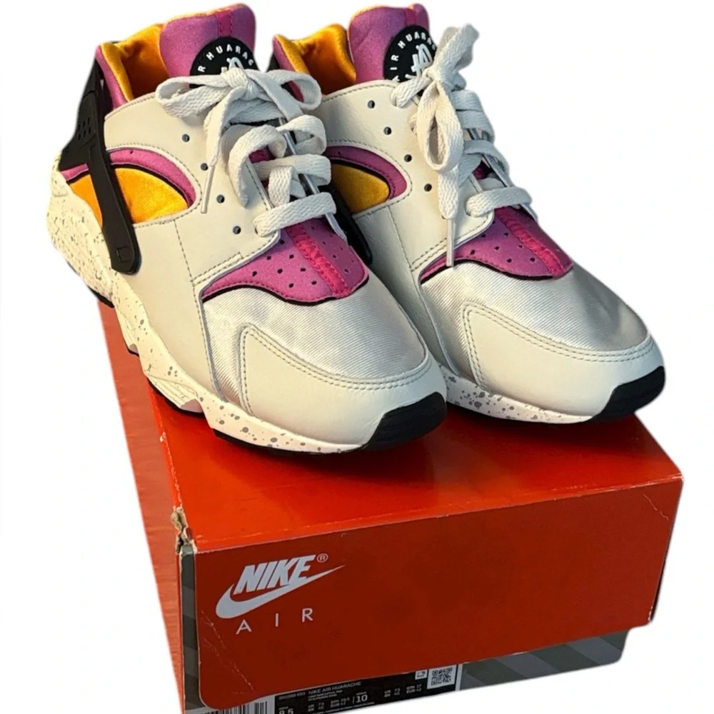 Nike Men’s Air Huarache Sneakers in Light Bone/Lethal Pink